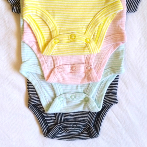 carter's 4-pack soft striped short sleeve bodysuit diaper shirt bundle 3 months - Picture 3 of 7